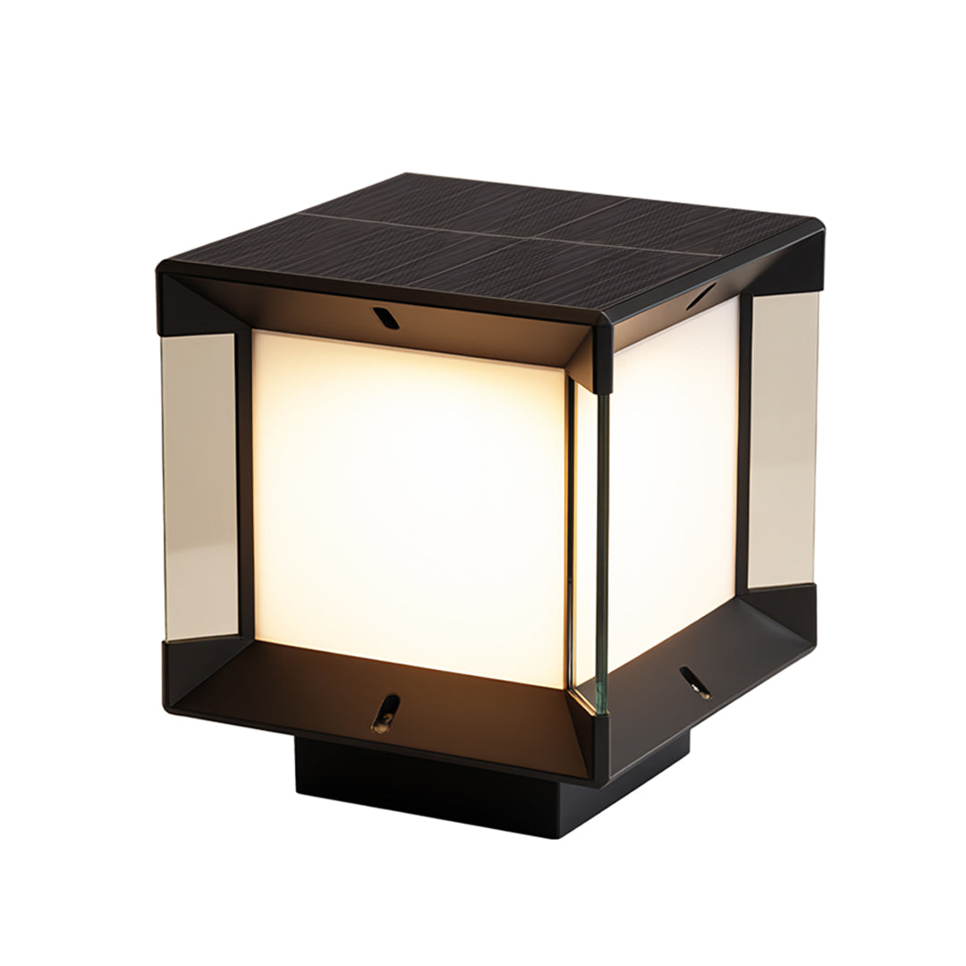 Pillar lights outdoor modern in a clean square design with glowing panels.