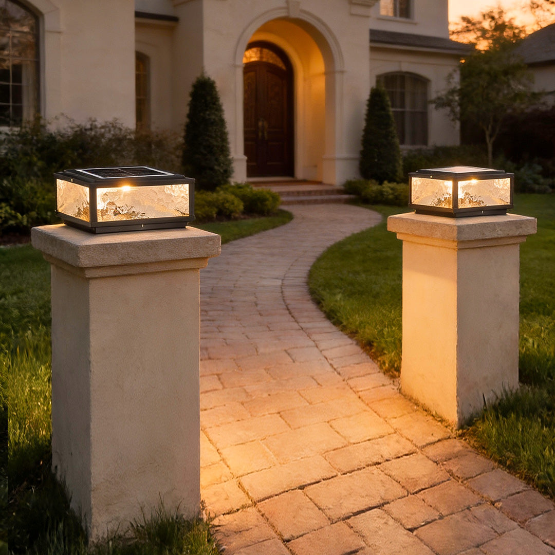 Square Guide Light Square Outdoor Pillar Lights - Artistic Glass Pier Lamp – Dazuma