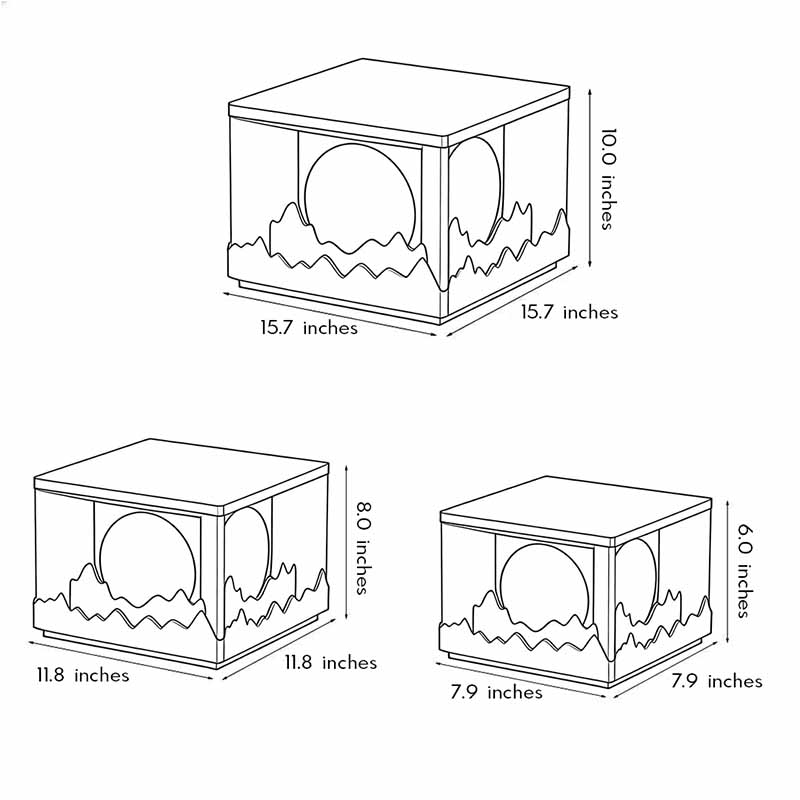 Line drawing of square outdoor pillar lights dimensions, providing installation specifications.