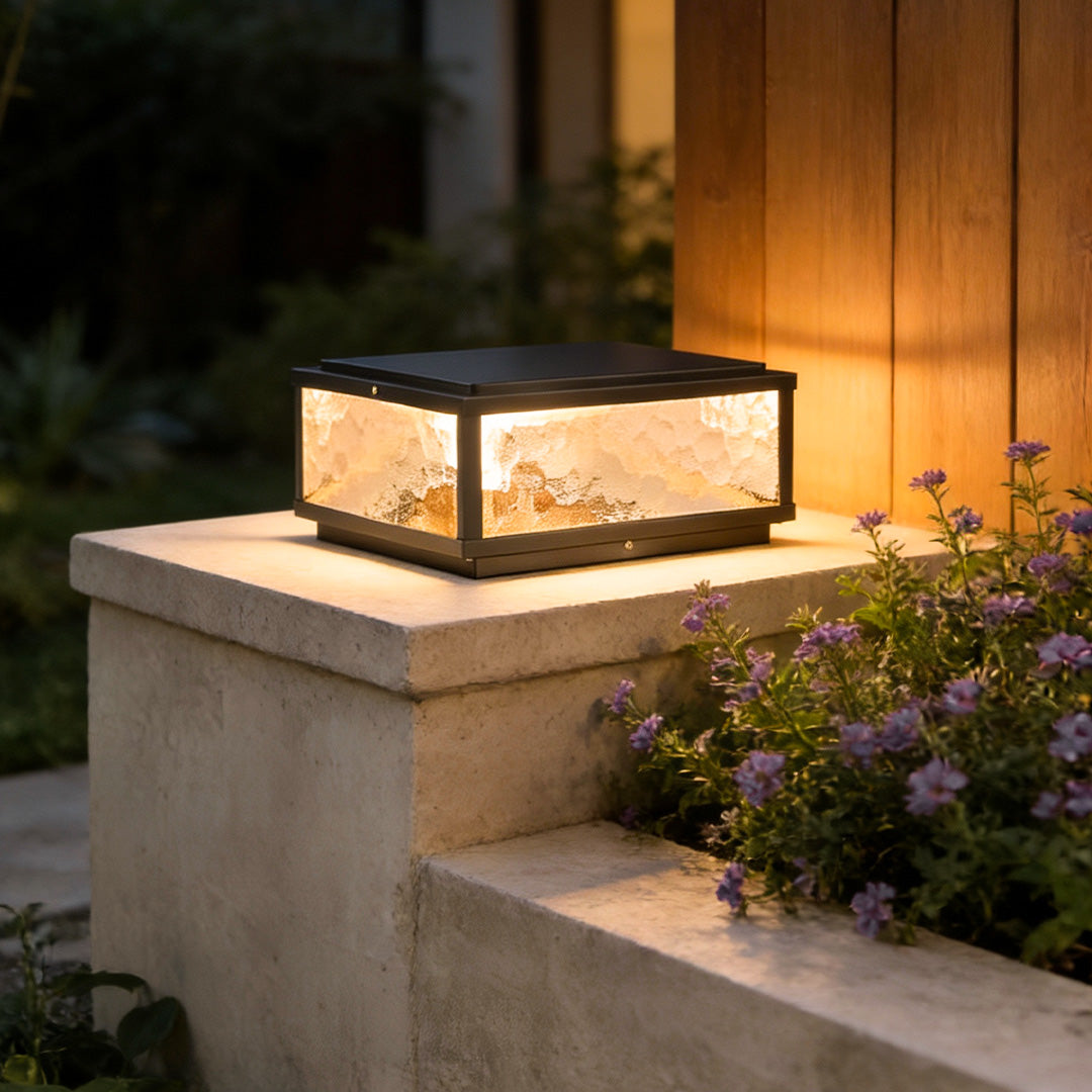 Square Outdoor Pillar Lights - Artistic Glass Pier Lamp – Dazuma
