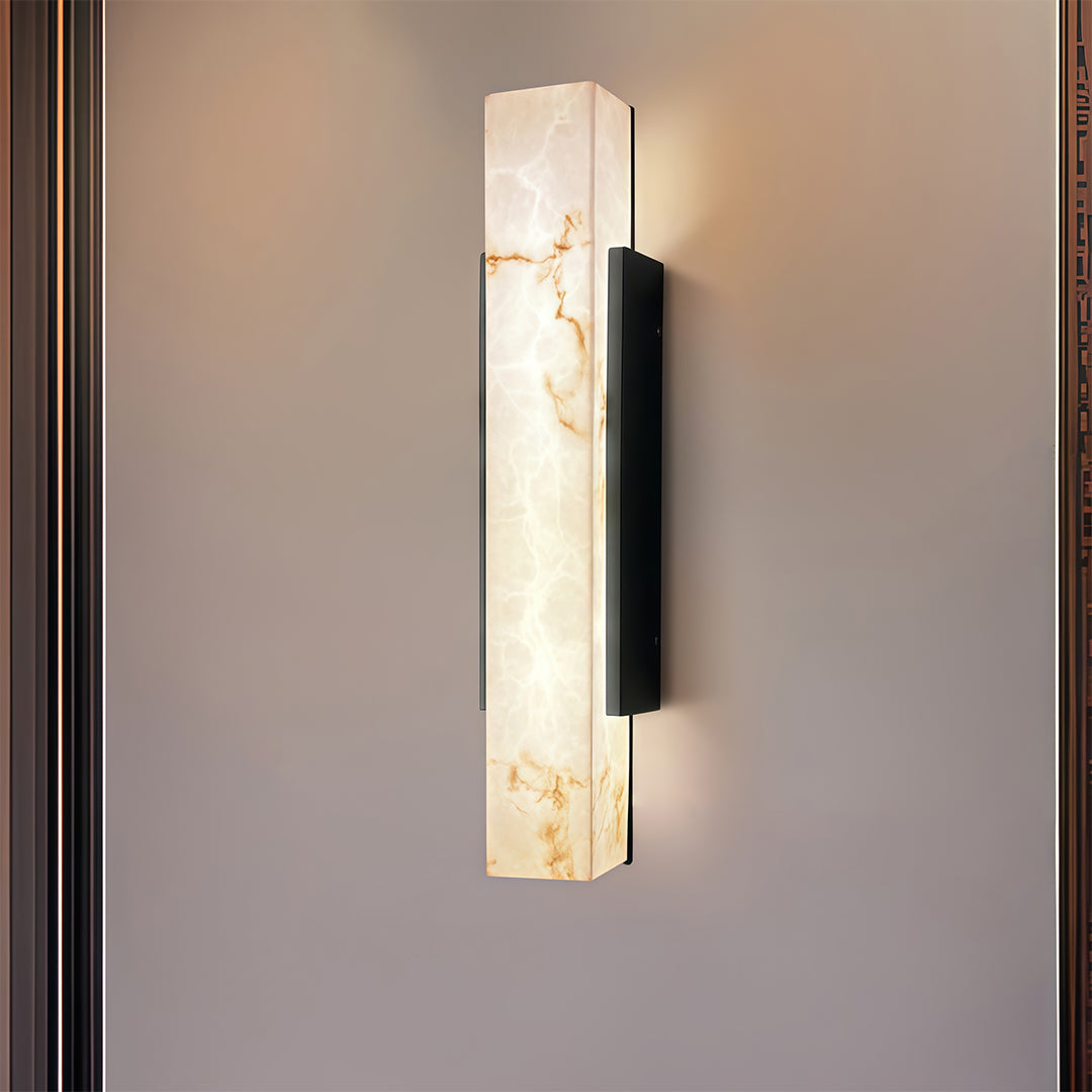Square outdoor wall lights with a sleek black frame, adding a contemporary touch to outdoor spaces.