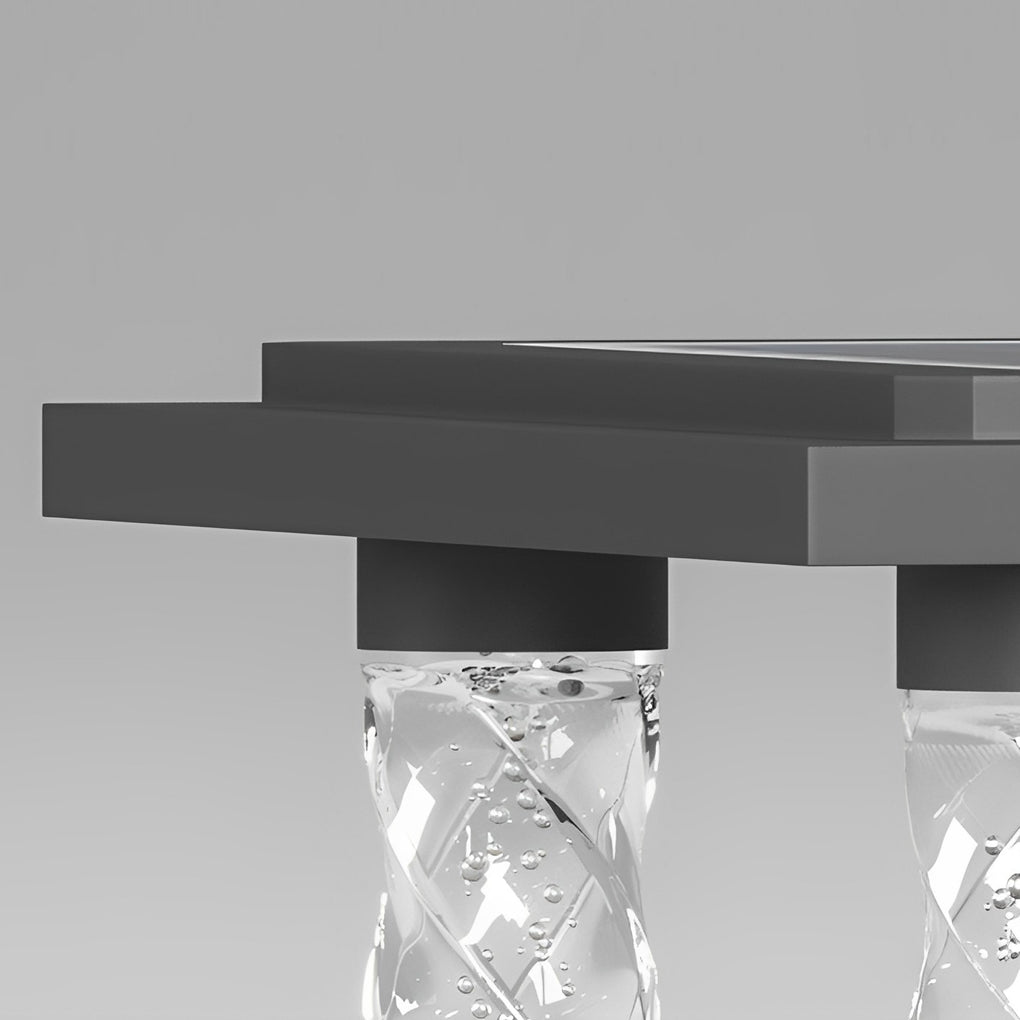 Square pillar lamp with a close-up of its crystal column texture.