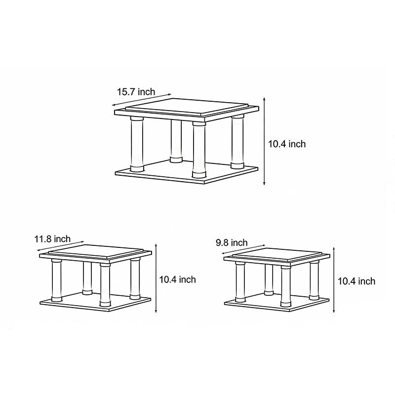 Technical diagram showing dimensions and structure of square pillar lamp models.