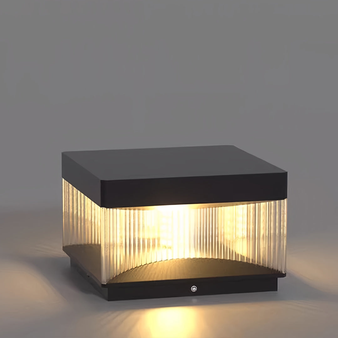Square Pillar Lights Solar Powered with Ribbed Glass – Dazuma