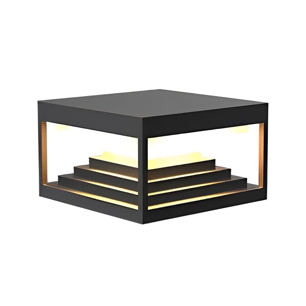 Square pillar lights with side view showing depth and light diffusion.