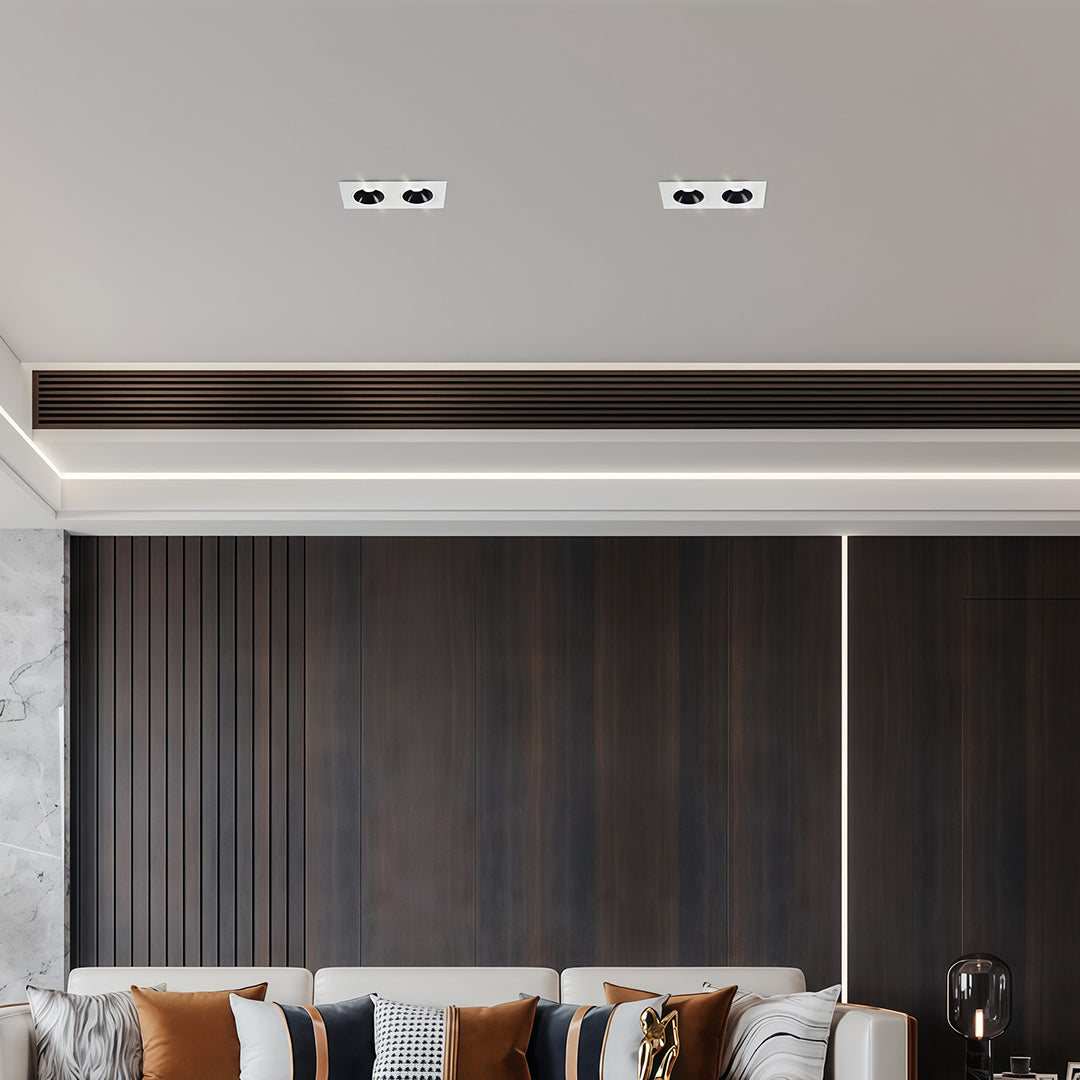 Square recessed downlight LED with aluminum body and eye protection, offering bright, flicker-free lighting for living rooms, kitchens, and offices.