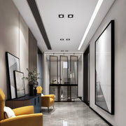 Square recessed downlight LED with aluminum housing and eye protection, providing energy-efficient, glare-free illumination for modern spaces.