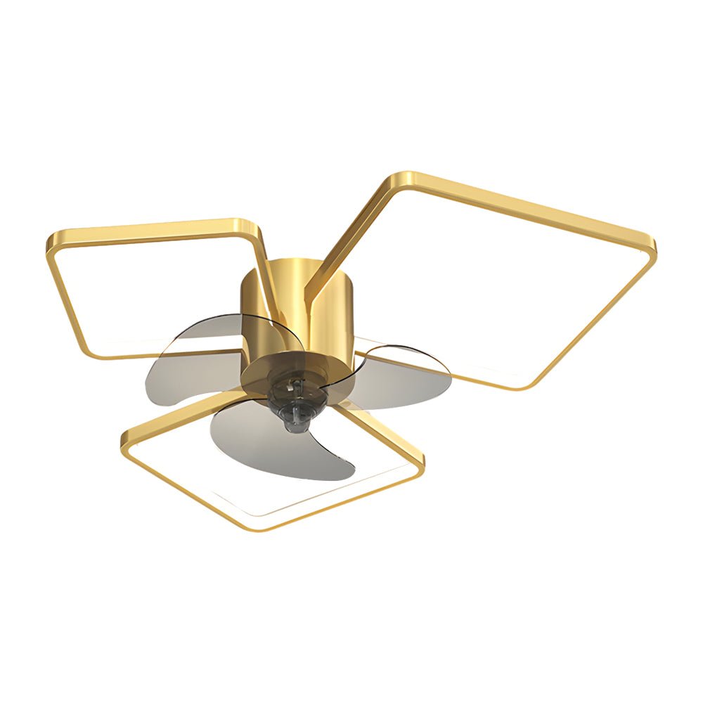 Square Round Rings Three Step Dimming LED Silent Modern Ceiling Fans Lamp