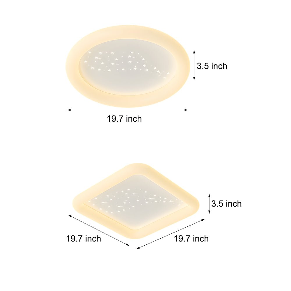 Square Round Three Step Dimming LED Milky White Modern Ceiling Light Fixture