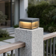 Square Solar Deck Lights Industrial Black LED Outdoor Landscape Light