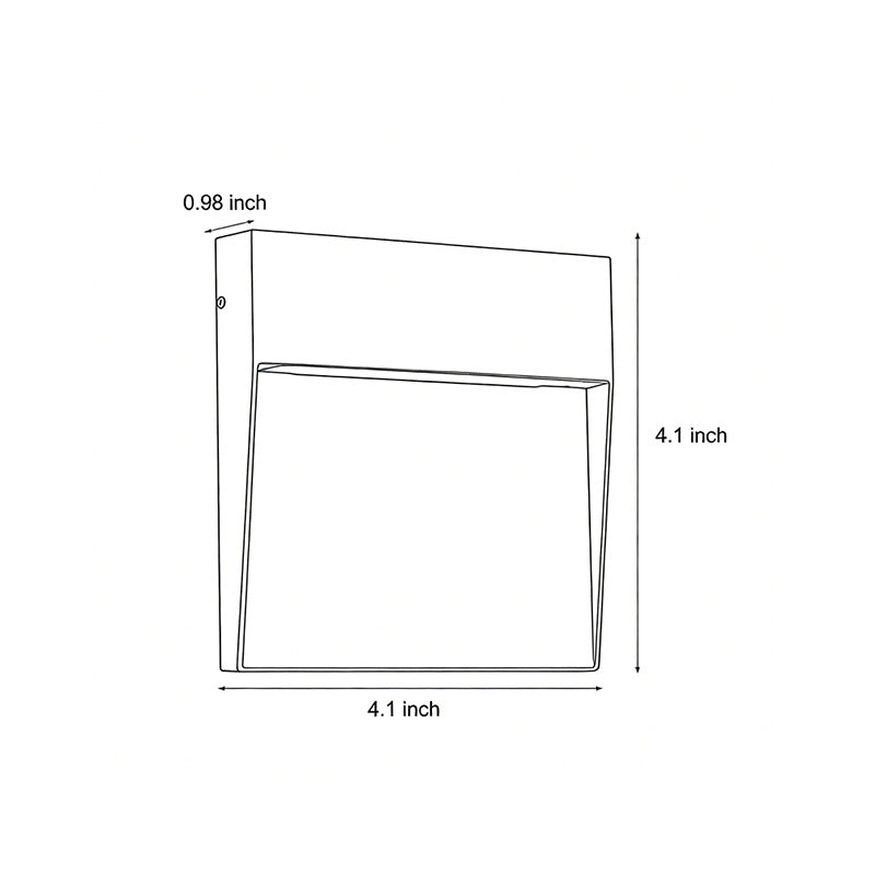 Square stair lights dimensions, front view with size specifications.
