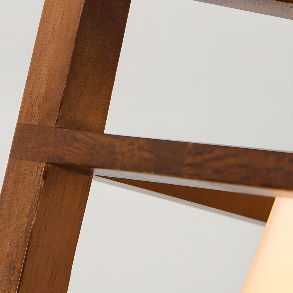 Square Walnut Wooden Frame 1 - Light Semi - Flush Mount Ceiling Light