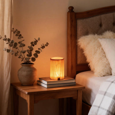 Square Wood Lamp Modern LED Cube Wood Grain Decorative Lamp