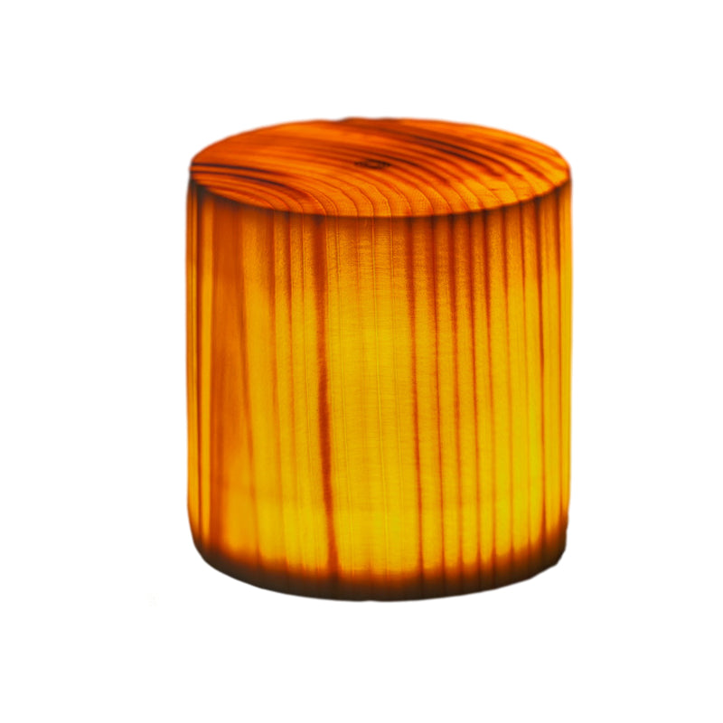 Square wood lamp dimensions, front view with size specifications for cylindrical shape.