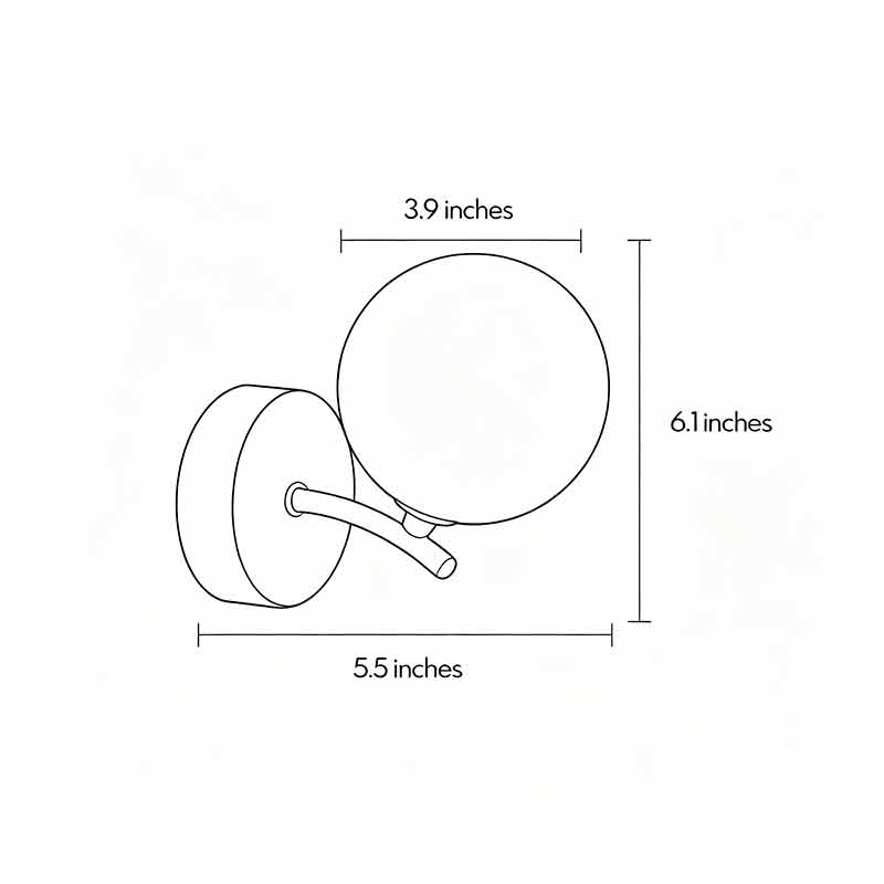 Technical drawing of stained glass wall light with dimensions for installation reference.