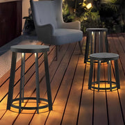 Stainless Steel Round Stool Solar Light Dual - Purpose Outdoor LED Fixture
