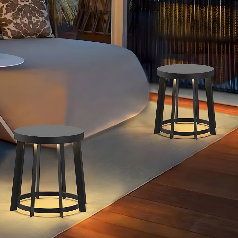 Stainless Steel Round Stool Solar Light Dual - Purpose Outdoor LED Fixture