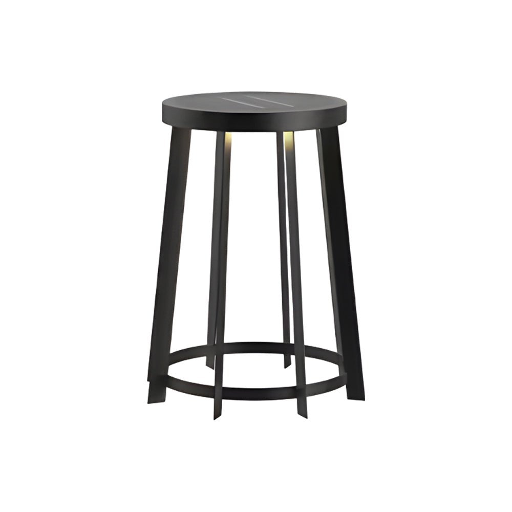Stainless Steel Round Stool Solar Light Dual - Purpose Outdoor LED Fixture