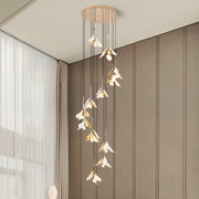 modern floral cascading chandelier for staircase use, staircase chandelier ideas