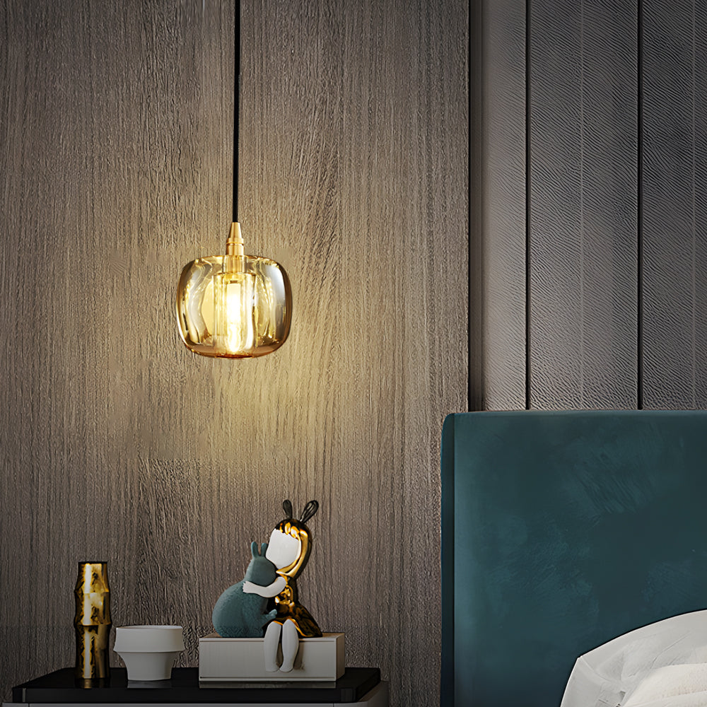 Staircase crystal chandelier with a minimalist design, illuminating a stylish staircase.