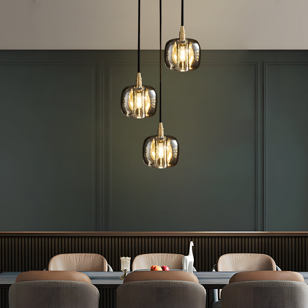 Staircase crystal chandelier with a sleek design, illuminating a modern staircase.