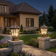 Stone Pillar Light Fixture Retro Pavilion-Style LED Light