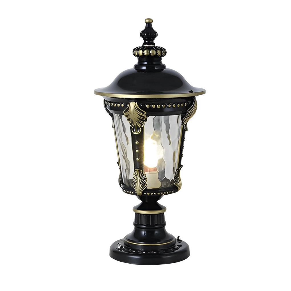 Stone pillar lights in a minimalist setting, displayed against a white background.