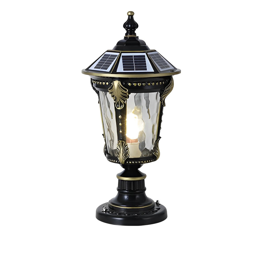 Stone pillar lights retro aluminum fence solar post cap lamp provides durable, stylish illumination for gardens, fences, and outdoor spaces.