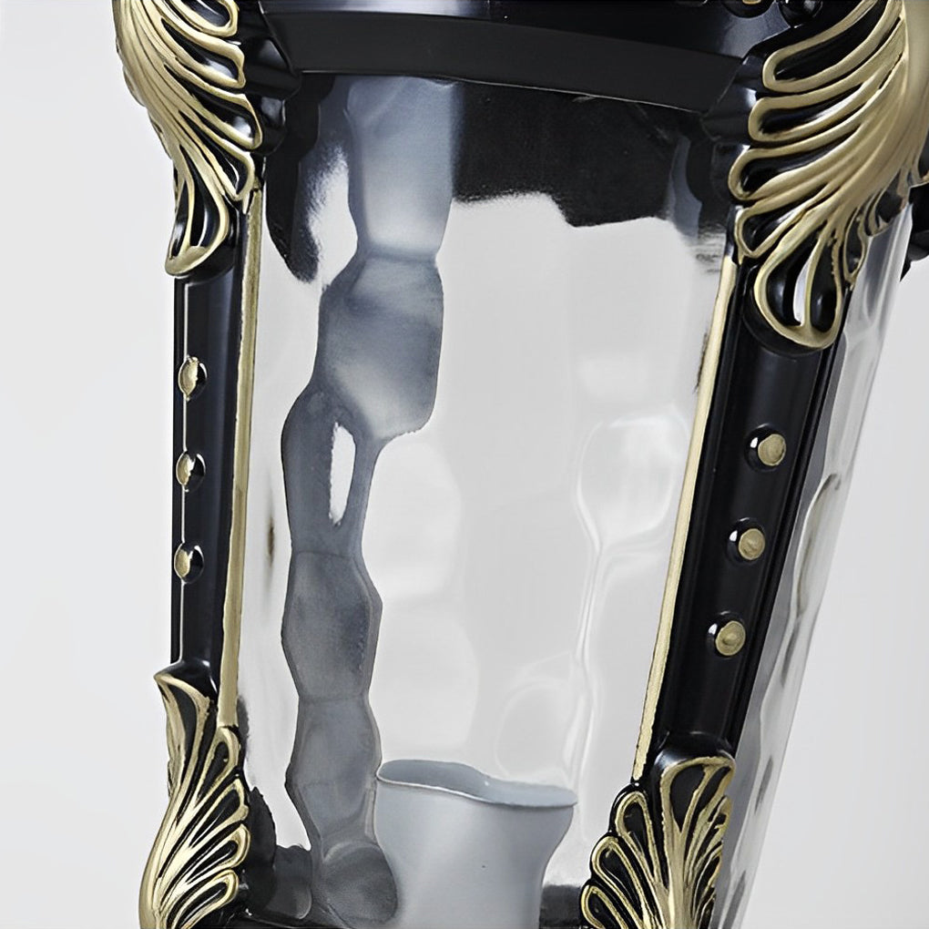 Stone pillar lights in a rustic setting, highlighting the classic and timeless design.