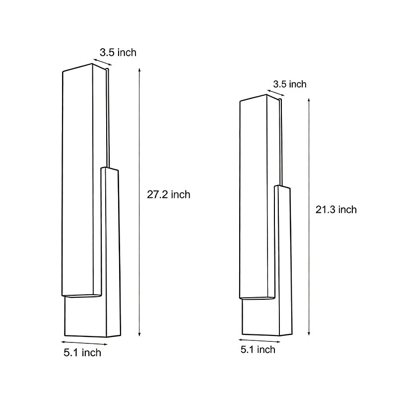 Technical diagram showing dimensions and structure of stone texture wall light models.