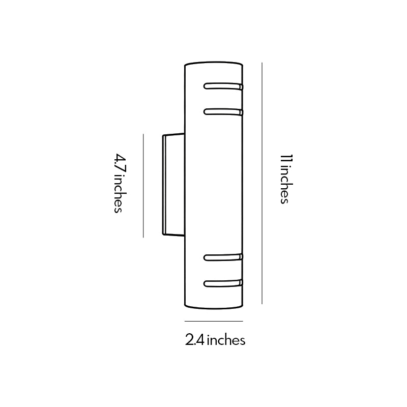 Stone wall light dimension drawing showing fixture proportions with an 11 inch height and 4.7 inch wall projection.