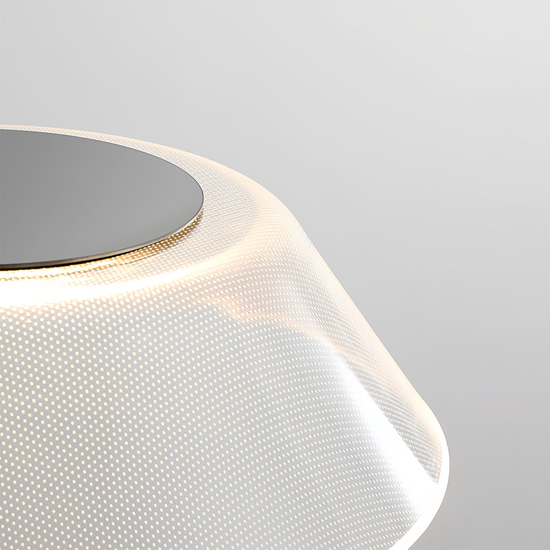 Stylish 12-light sputnik chandelier with white mesh shades and black ceiling mount