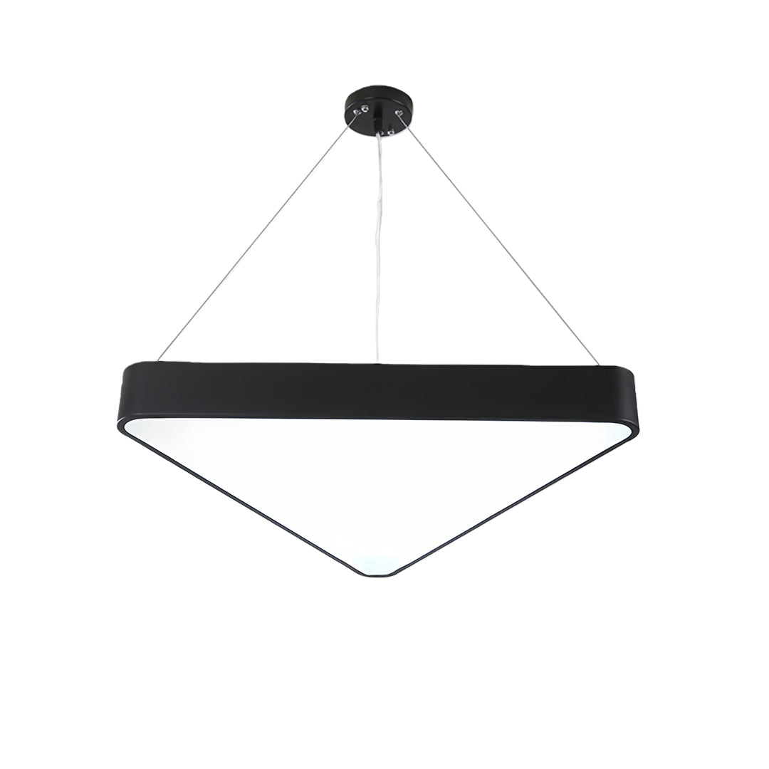 Stylish black chandelier with a geometric design, offering ambient light for a trendy modern interior.