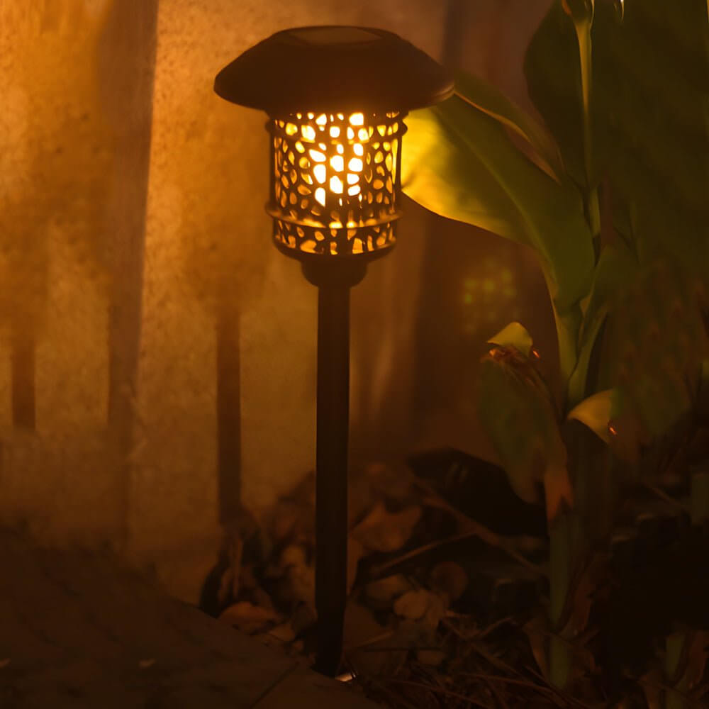 Stylish Black Solar Stake Pathway Light with Flamed SMD LEDs - 22.4 Inches Tall