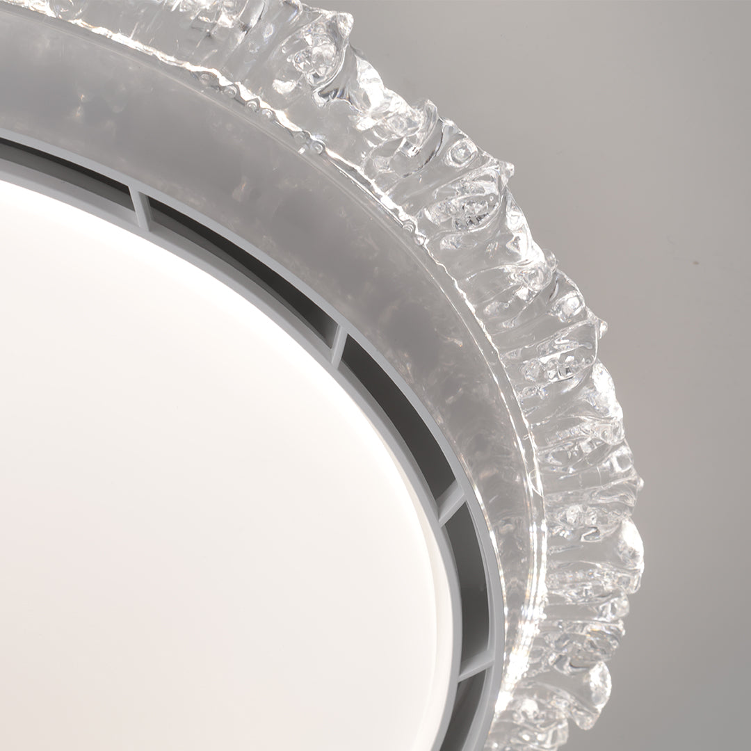 Contemporary white ceiling fan with light in a stylish dining room, warm and inviting indoor lighting solution