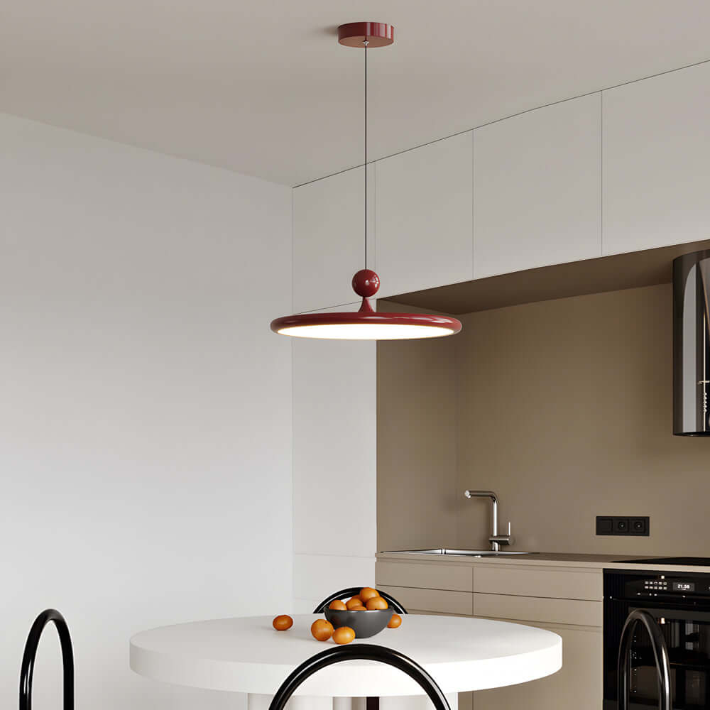 This Flying Saucer Pendant Light combines a smooth acrylic disc with a French-inspired design, creating a unique ceiling centerpiece for modern kitchens, hallways, or bedrooms.