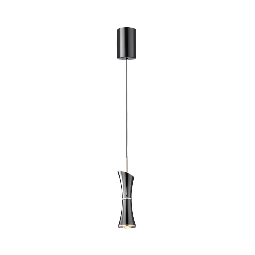 Stylish small black pendant light displaying clean geometric lines and compact design