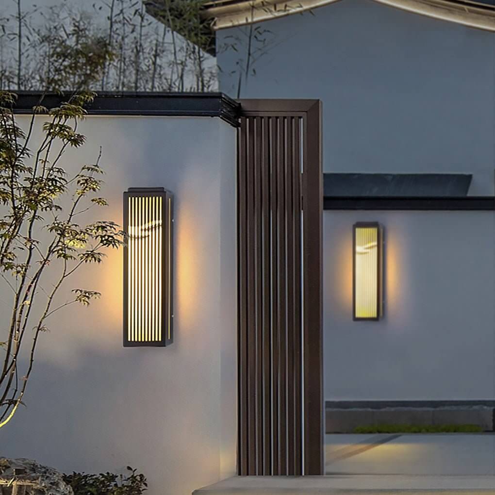 Create modern lighting effects with grille wall light gate unique strip design outdoor wall lamp, bright and long-lasting LED illumination.
