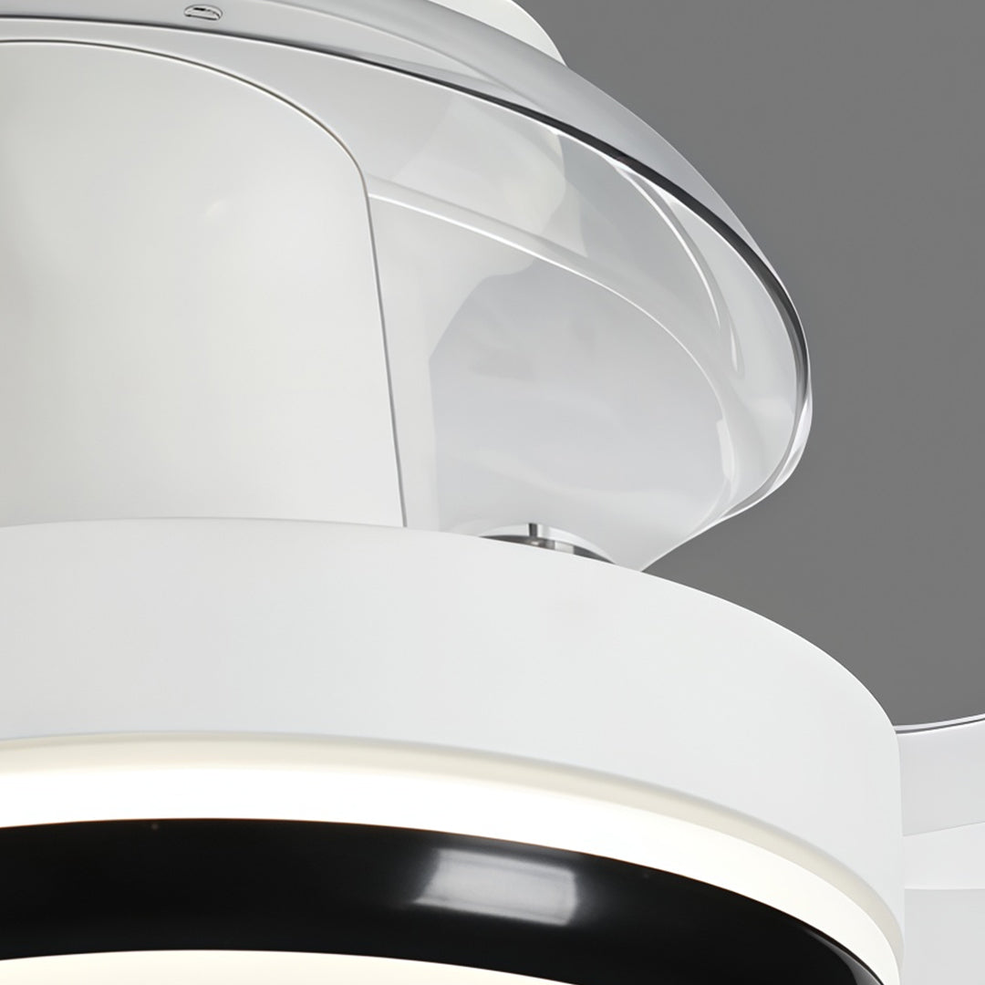 Ceiling fan with remote light in a stylish living room, warm and inviting indoor fixture