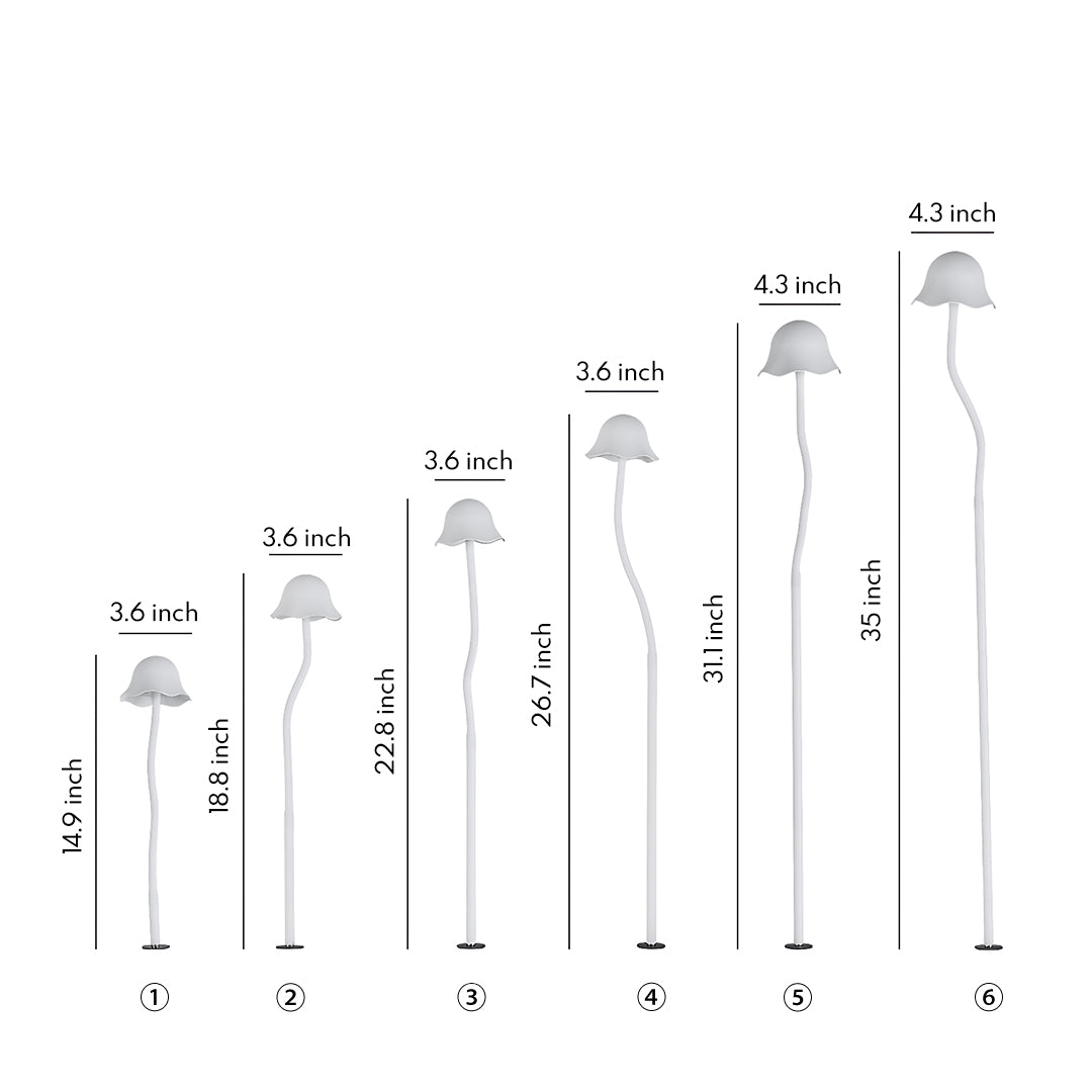 Create a whimsical, well-lit garden with these modern mushroom path lights, combining contemporary outdoor landscape design with durable, decorative LED lighting.