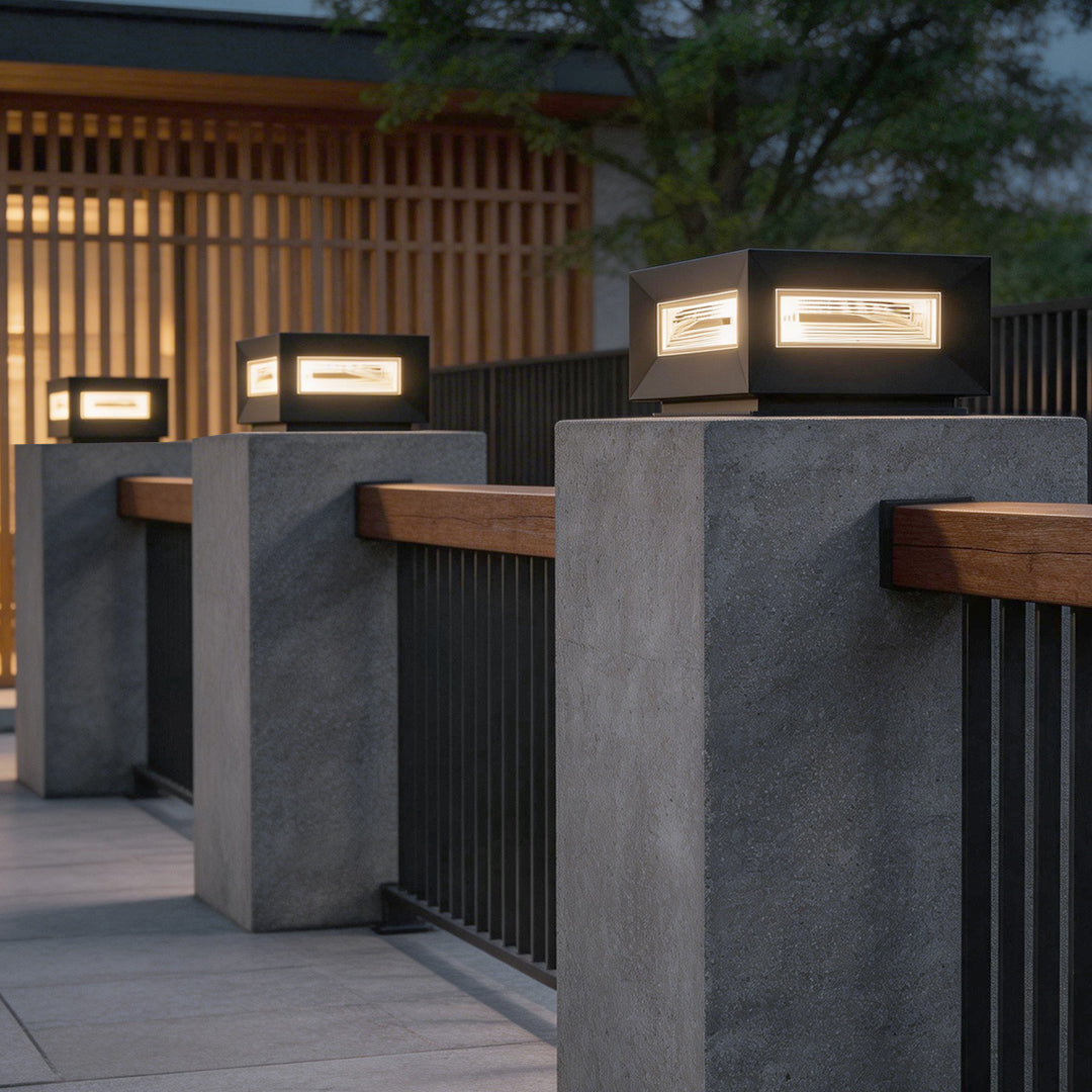 Create stunning outdoor lighting with square pillar lights modern cube frame solar fence lights, perfect for gates and fences.