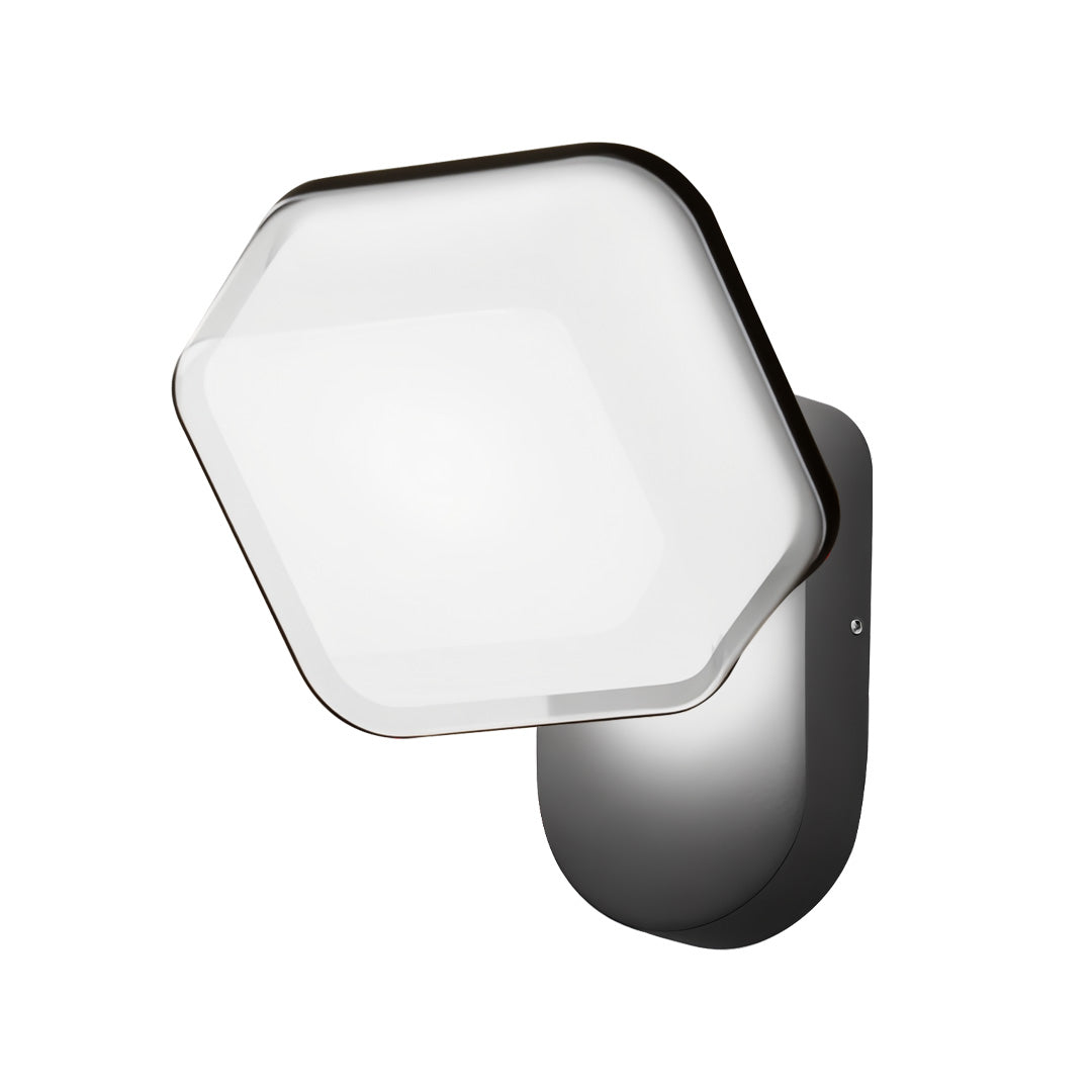 Row of modern swing wall lights mounted on an exterior wall, providing soft illumination for pathways.