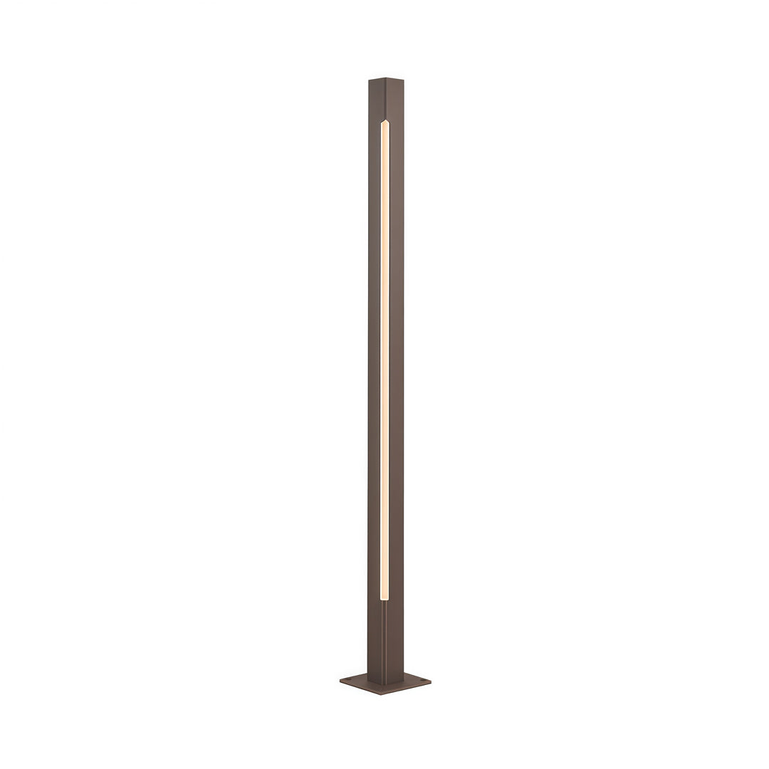 Tall slim outdoor post in matte bronze, crafted as led bollard light fixtures for modern garden paths.