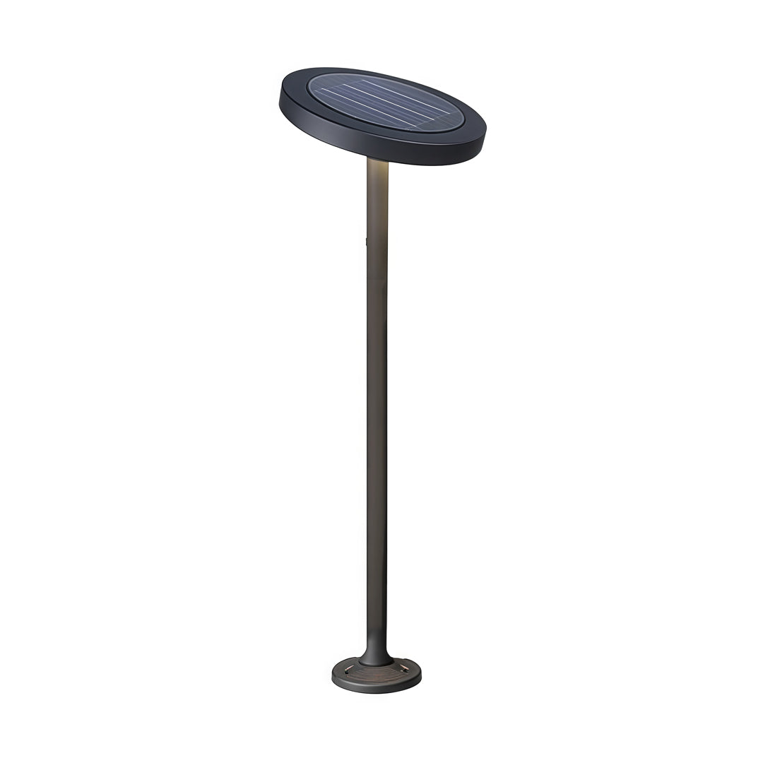 Elegant tall path lights outdoor with circular lamp head providing wide downward illumination.
