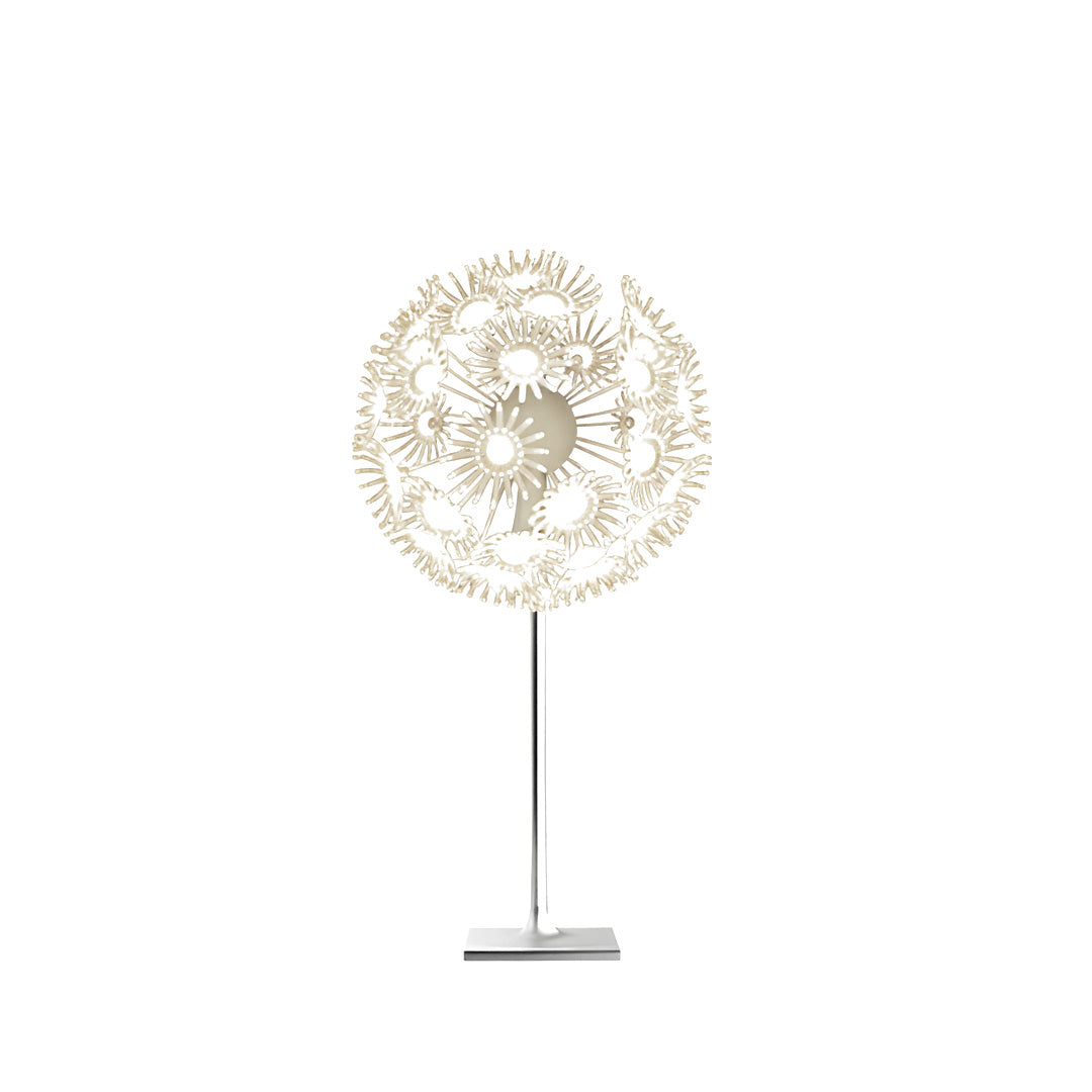 Tall dandelion garden lights outdoor featuring delicate spherical floral design.