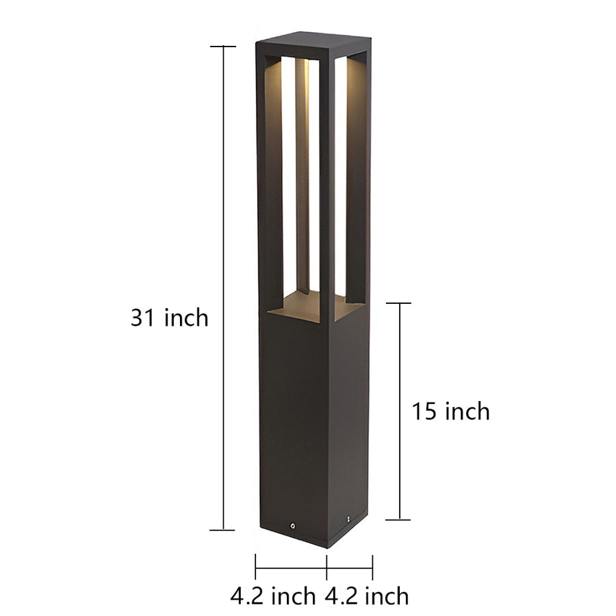 LED bollard garden light with dimensions providing tall and elegant illumination for gardens