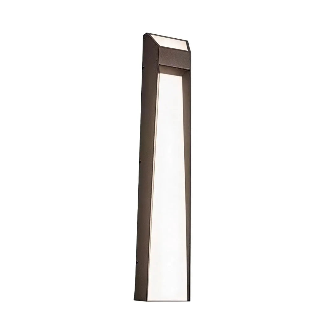 Tall LED outdoor wall mount lighting with a champagne bronze frame and slim diffuser.
