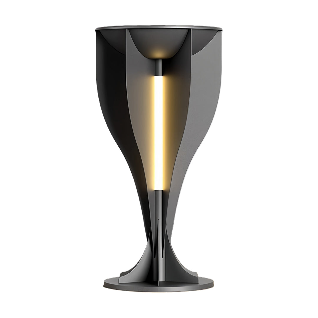 Tall modern dark grey lighted planter design featuring a sleek vertical light strip, shown on white background.