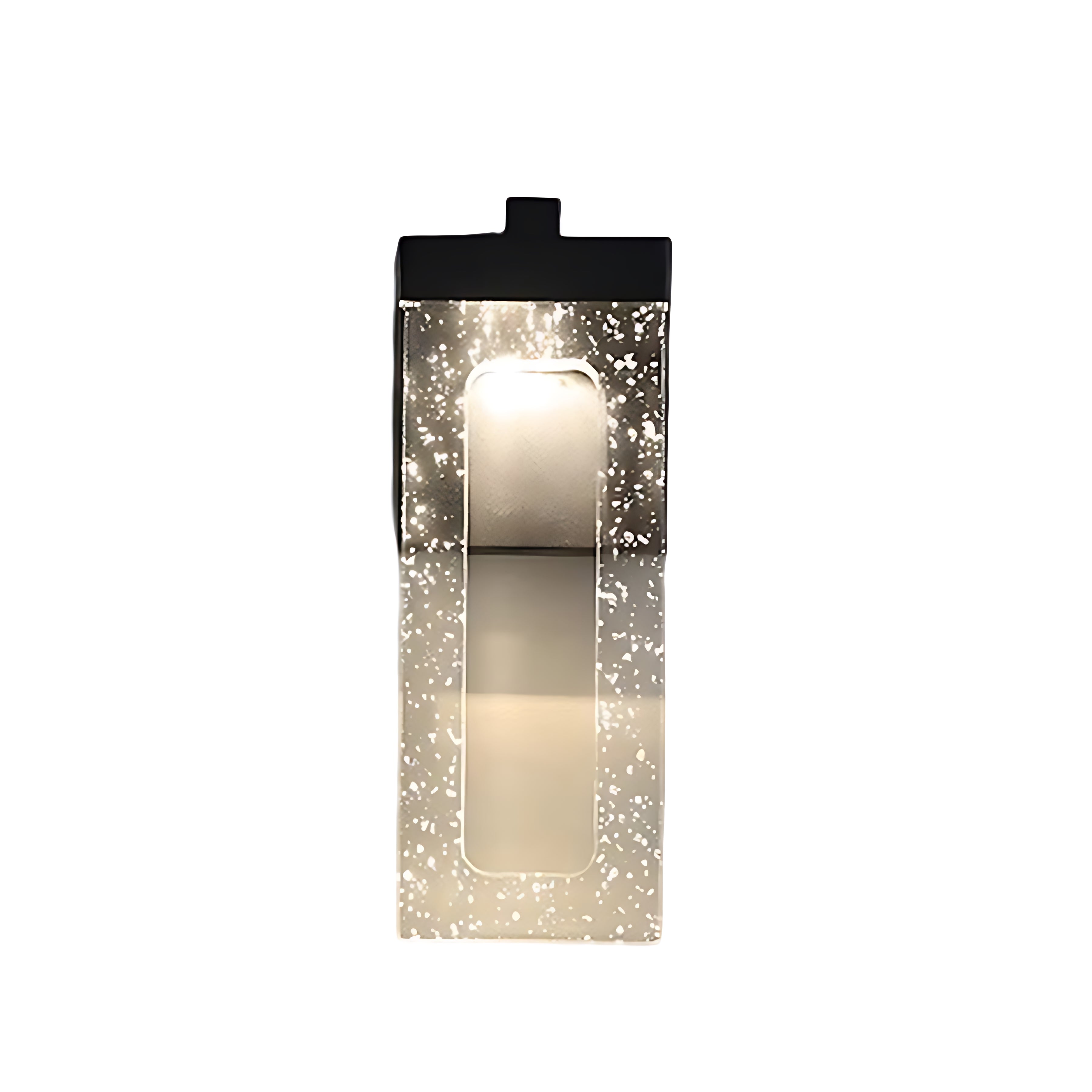 Tall rectangular outdoor light fixture with bubble glass texture and modern design