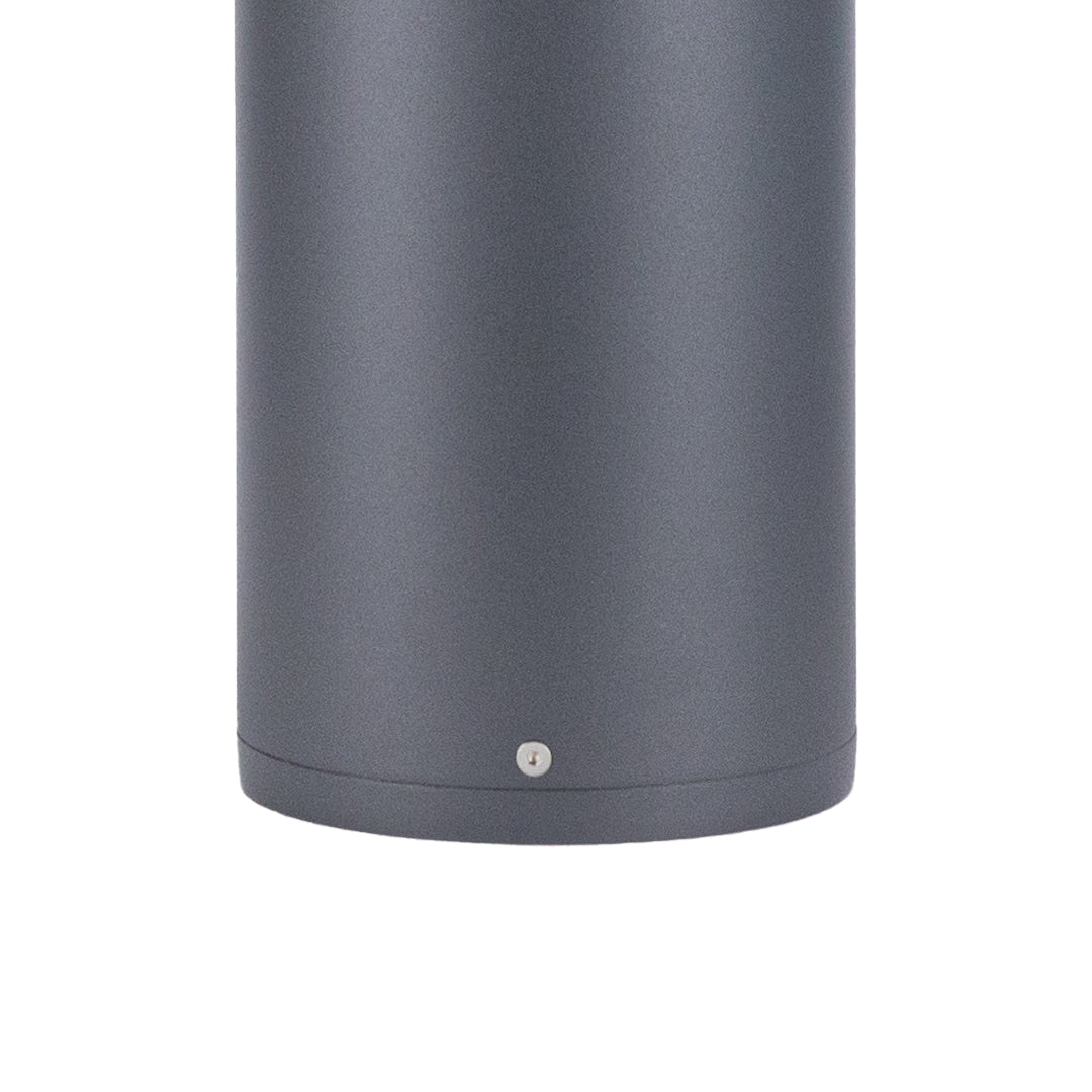 Tall cylindrical post light with central transparent section for 360-degree illumination